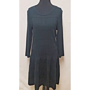 Eliza J Hunter Green Long Sleeve Fitted Flare Sweater Dress Sz L NWOT